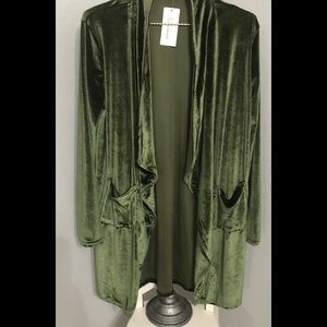 NWT Amazing velveteen open front blazer